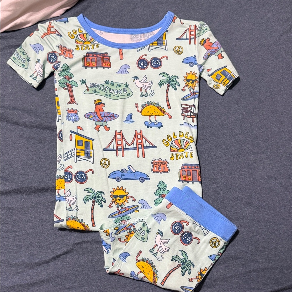 Little Sleepies Blue and White California Adventure Pajama Set